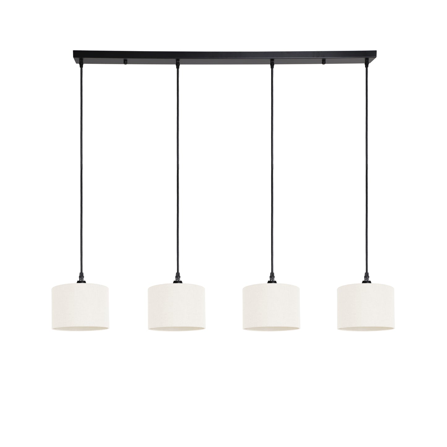 Murano 4 Light Black bar with woven hand made fabric shades