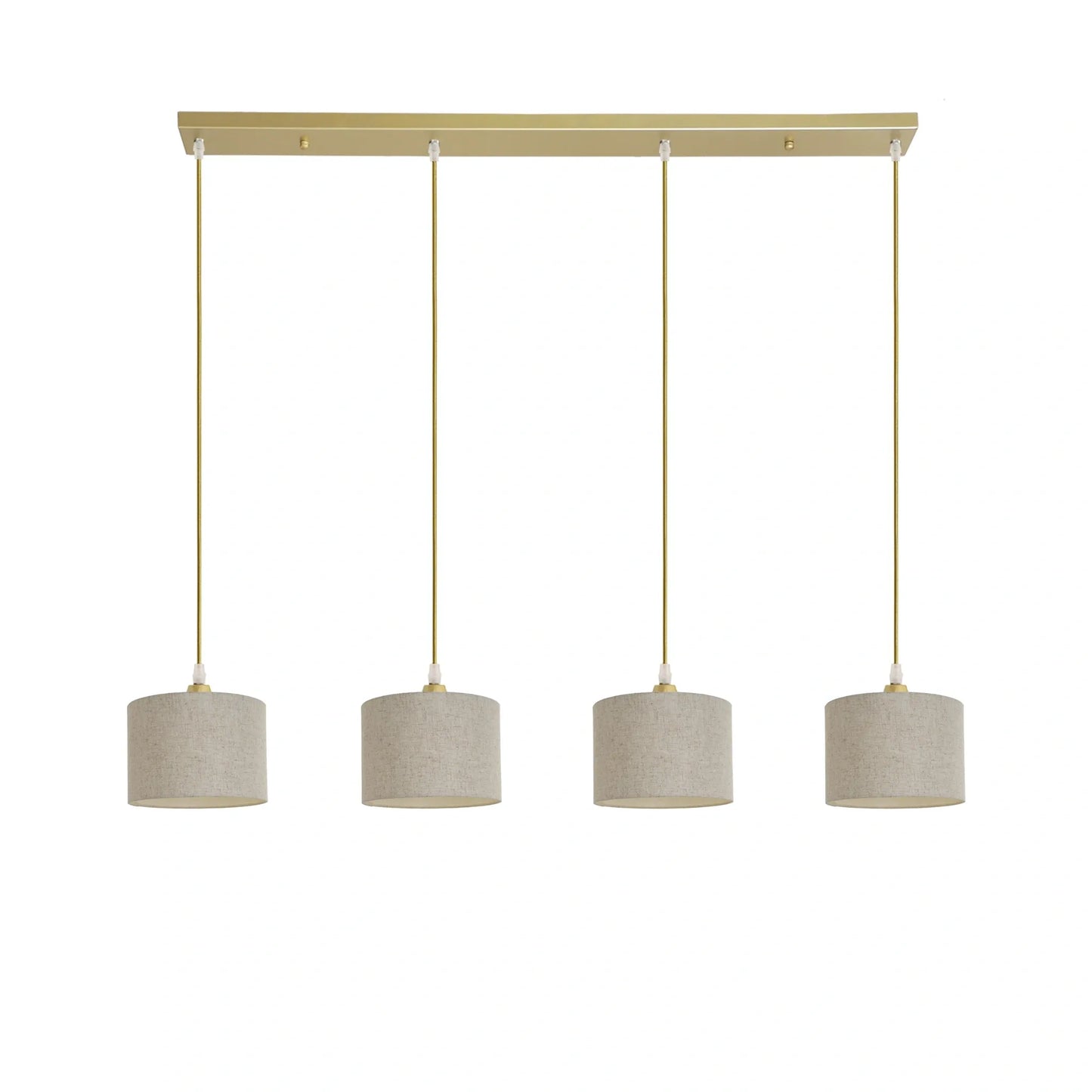 Murano 4 Light Gold bar with woven hand made fabric shades