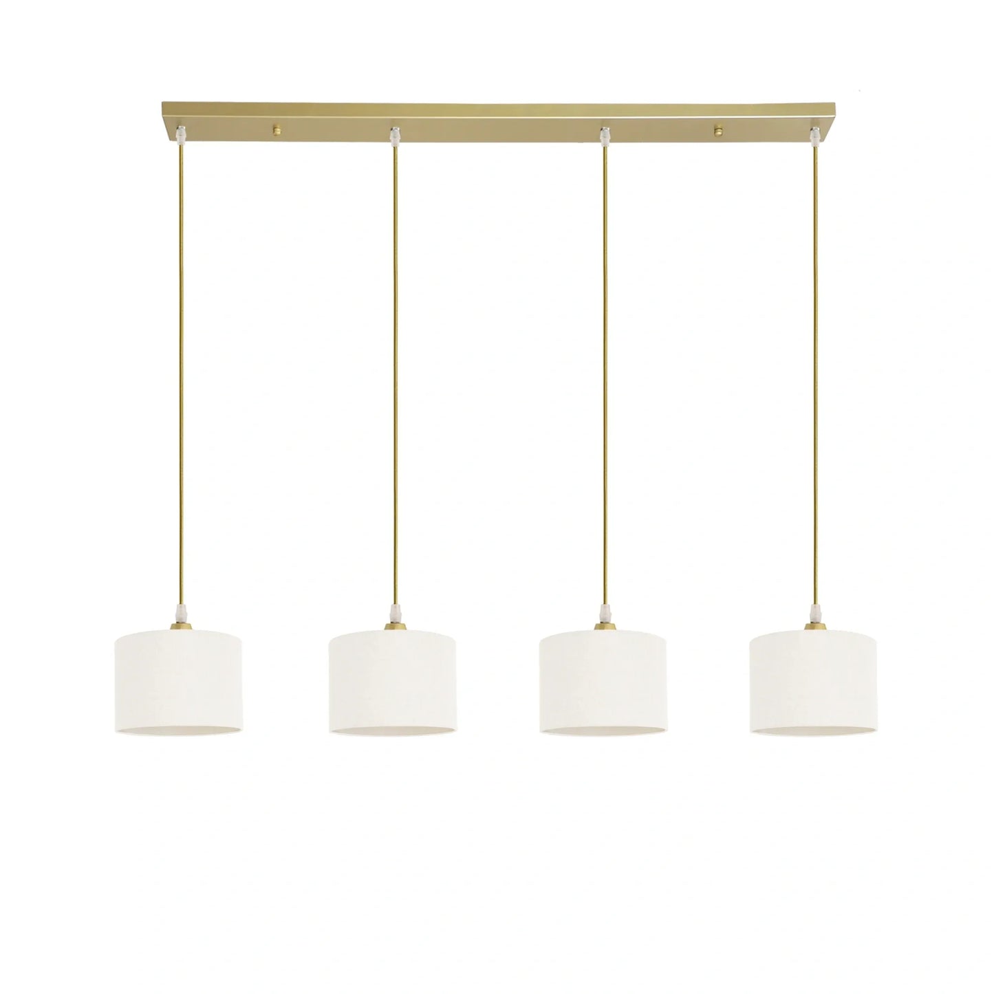 Murano 4 Light Gold bar with woven hand made fabric shades