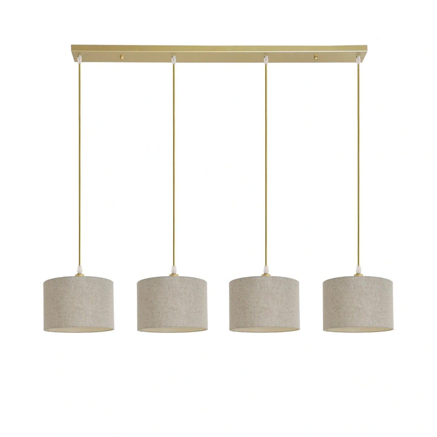 Murano 4 Light Gold bar with woven hand made fabric shades