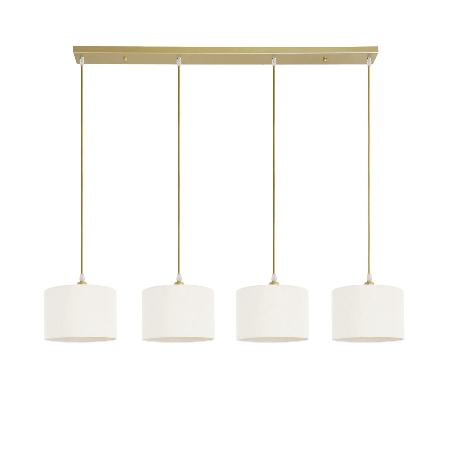 Murano 4 Light Gold bar with woven hand made fabric shades