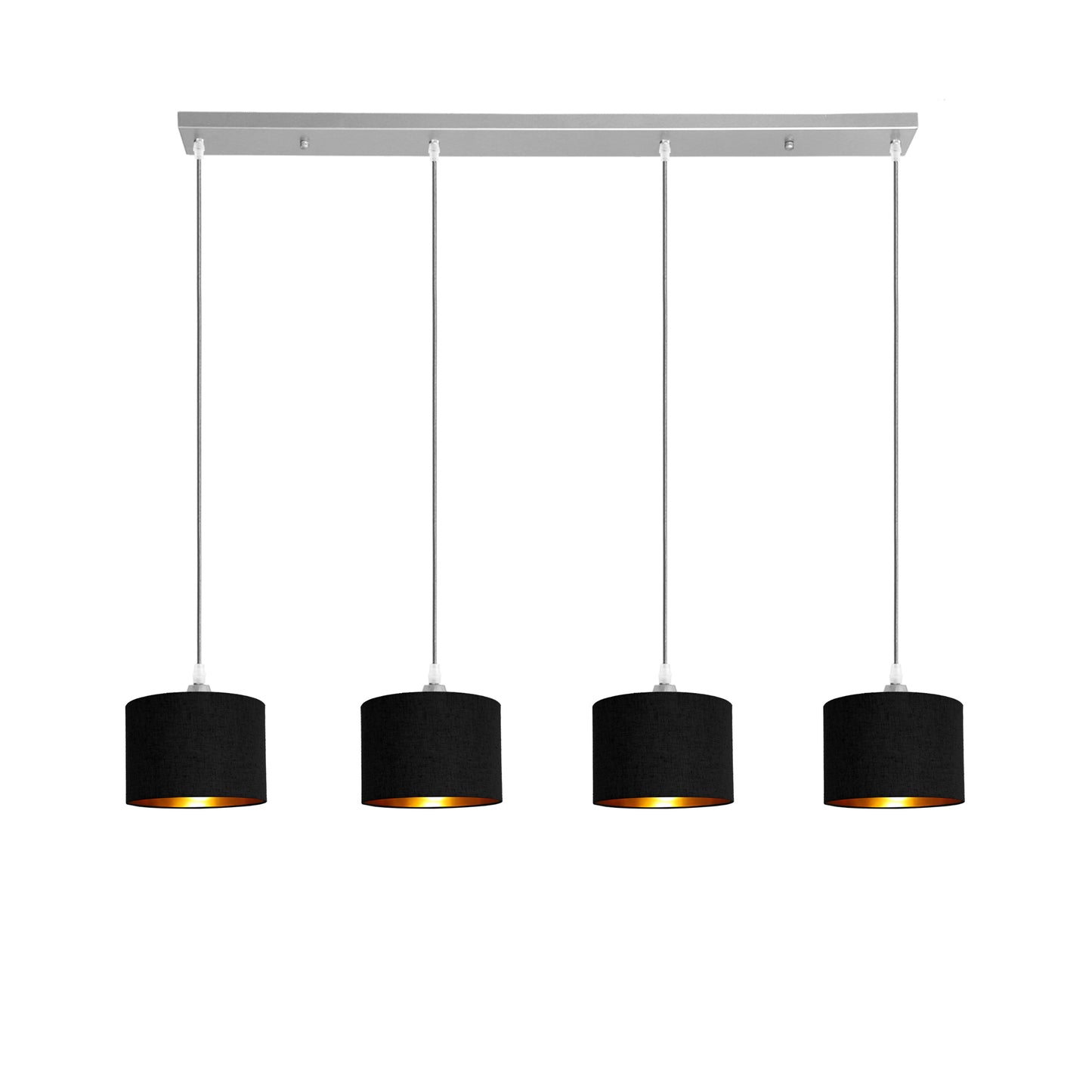 Murano 4 Light Silver bar with woven hand made fabric shades