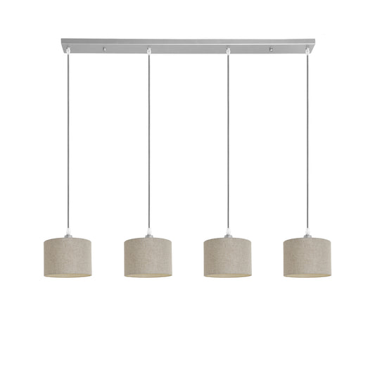Murano 4 Light Silver bar with woven hand made fabric shades