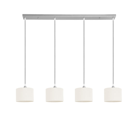 Murano 4 Light Silver bar with woven hand made fabric shades