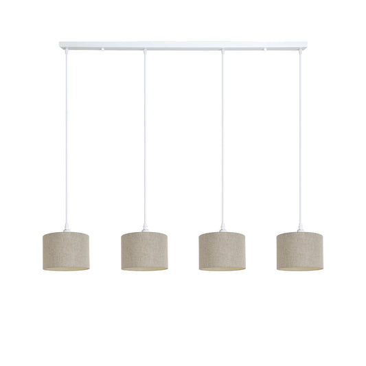 Murano 4 Light Pendant with 4 x hand made fabric shades