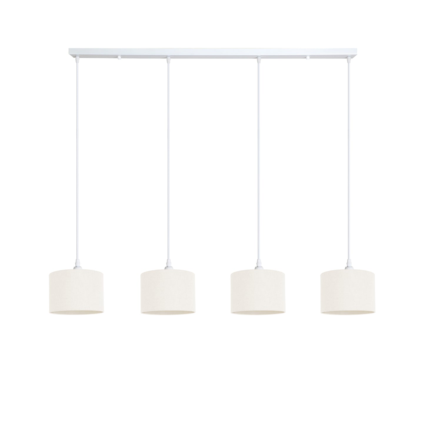 Murano 4 Light Pendant with 4 x hand made fabric shades