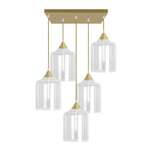 Murano 5 Light Pendant Large Cylinder Shades