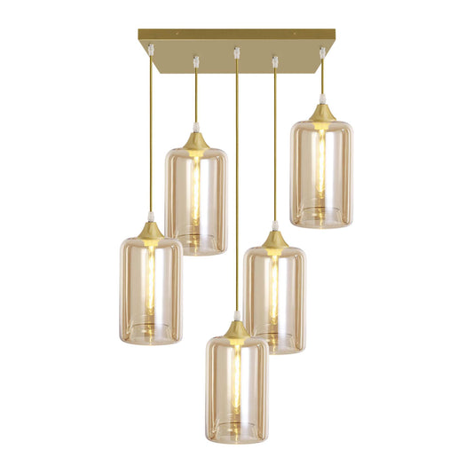 Murano 5 Light Pendant Slim Cylinder Shades