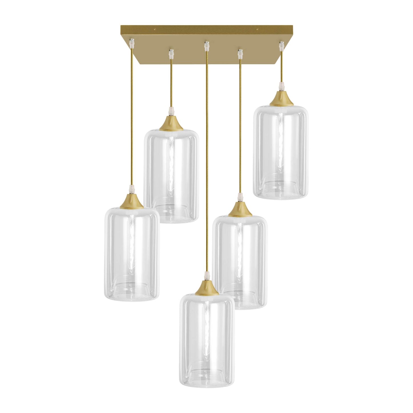 Murano 5 Light Pendant Slim Cylinder Shades