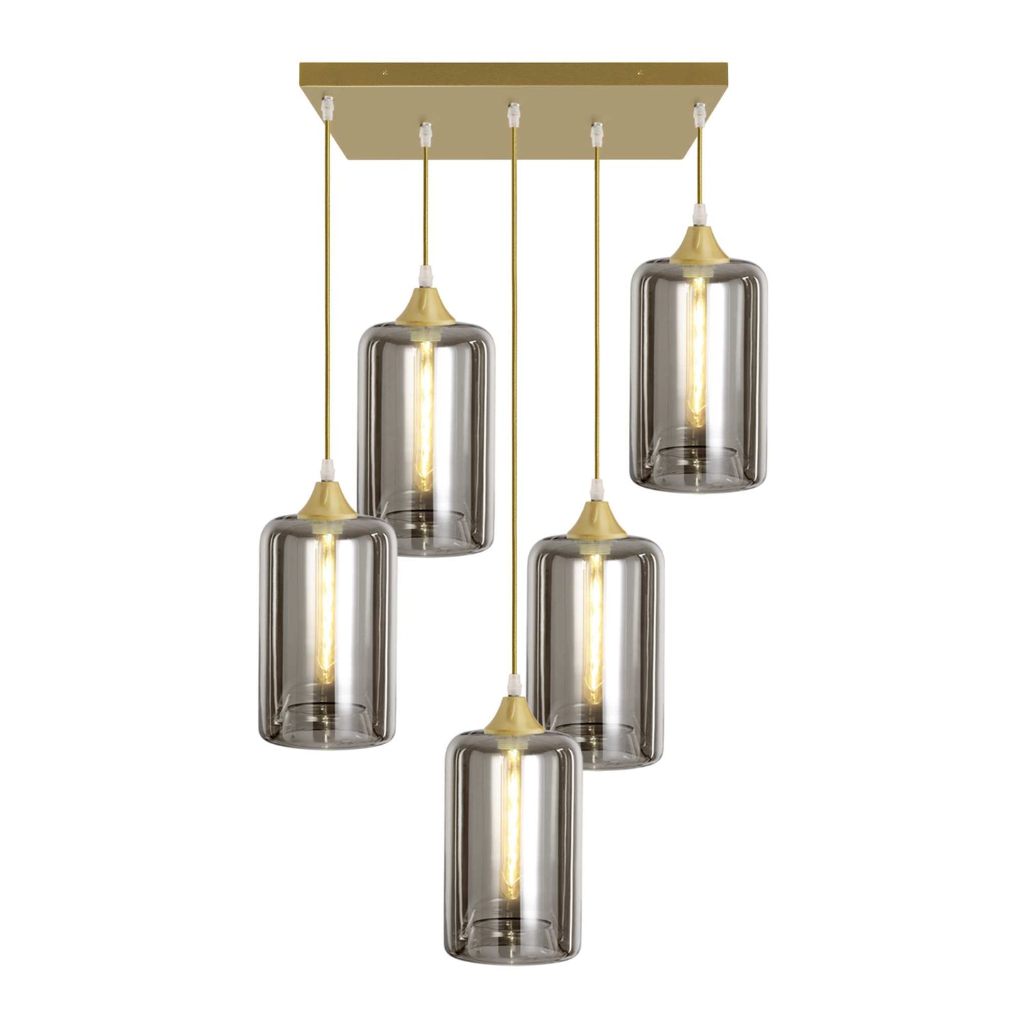 Murano 5 Light Pendant Slim Cylinder Shades