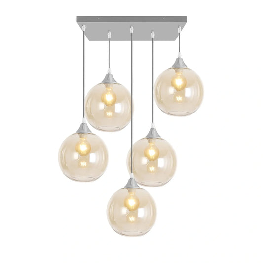 Murano 5 Light Silver Pendant with Globe shades