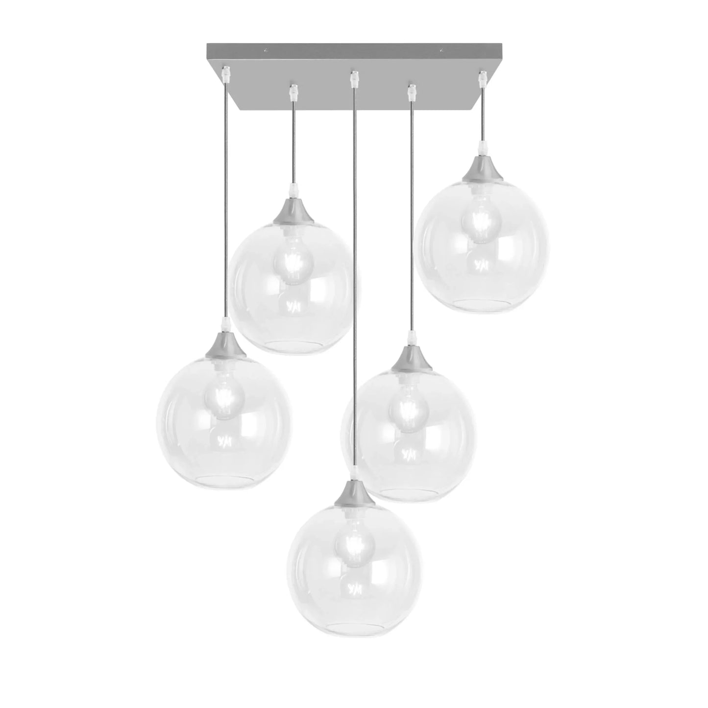 Murano 5 Light Silver Pendant with Globe shades