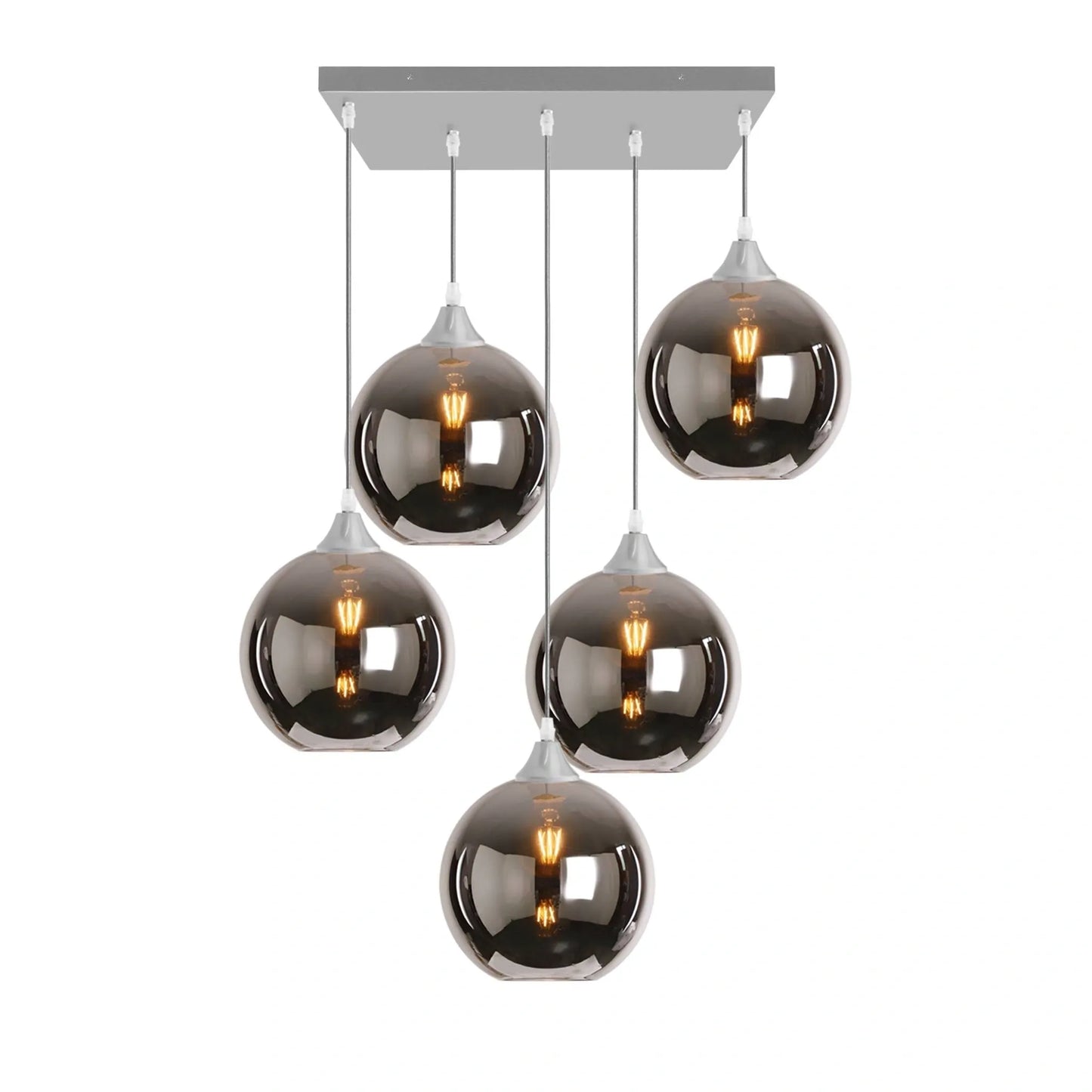 Murano 5 Light Silver Pendant with Globe shades