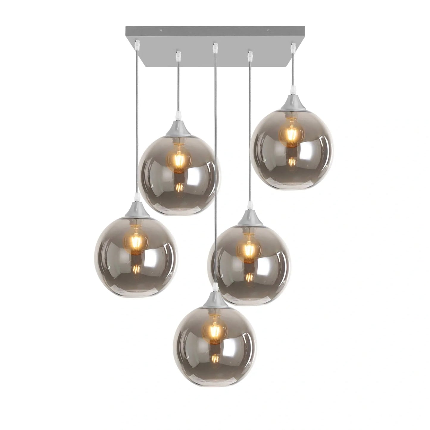 Murano 5 Light Silver Pendant with Globe shades