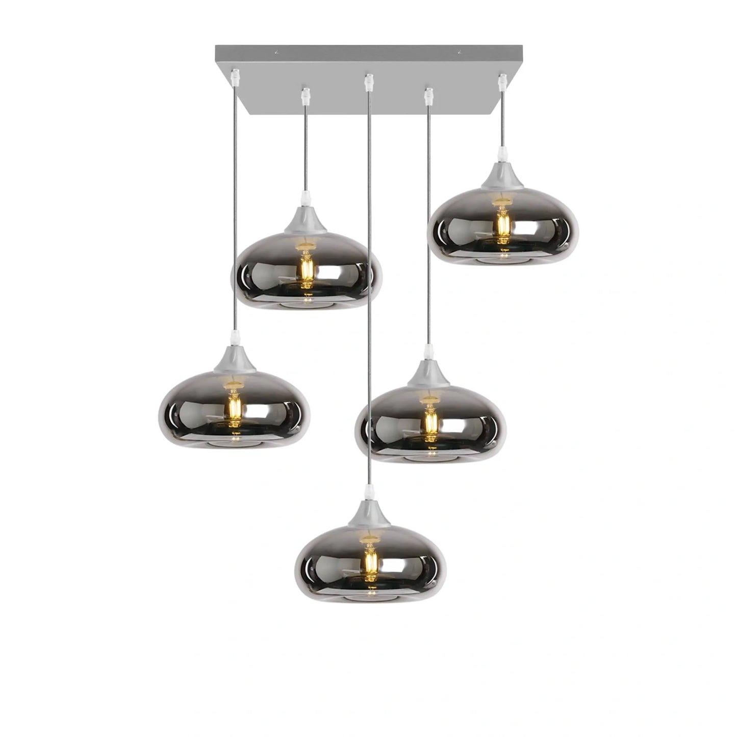 Murano 5 Light Silver Pendant Mushroom Shades