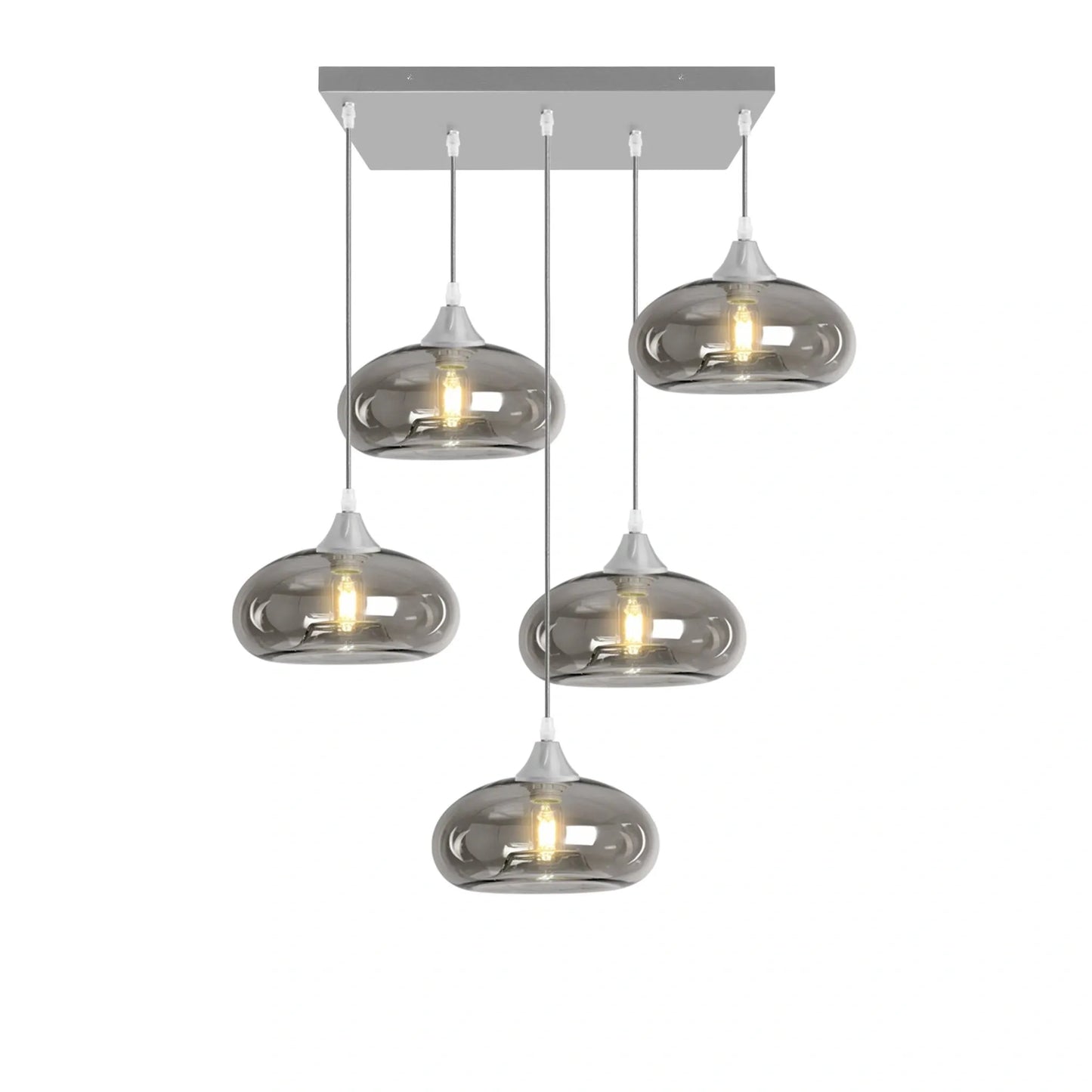 Murano 5 Light Silver Pendant Mushroom Shades