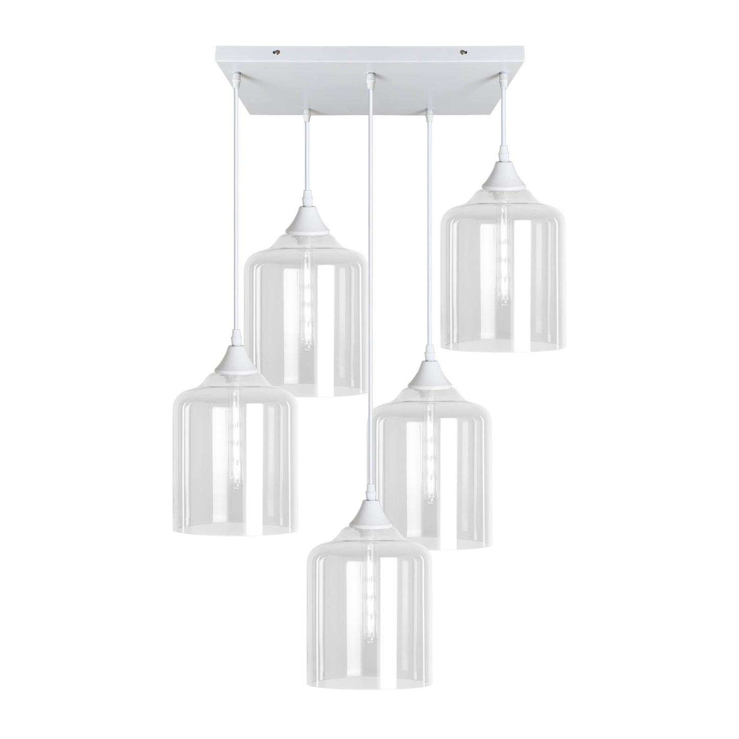 Murano 5 Light Pendant Large Cylinder Shades