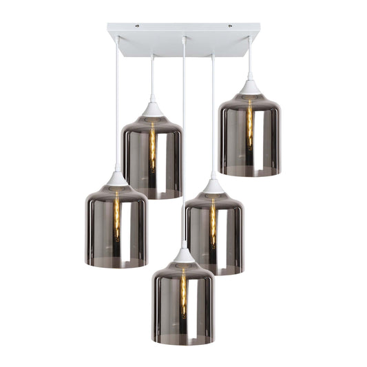 Murano 5 Light Pendant Large Cylinder Shades