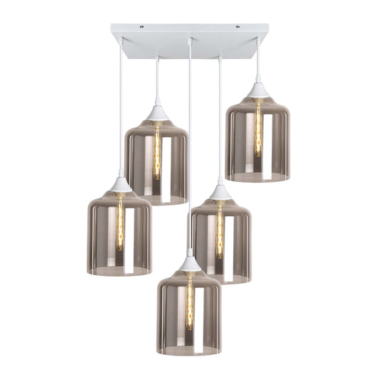 Murano 5 Light Pendant Large Cylinder Shades