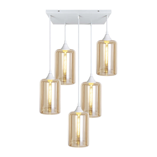 Murano 5 Light Pendant Slim Cylinder Shades