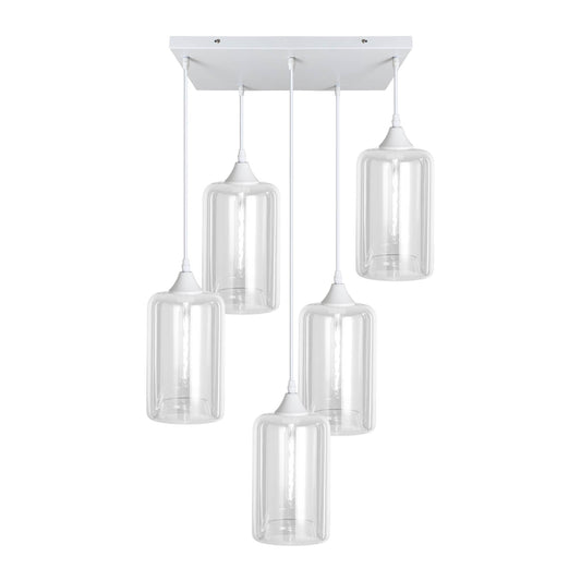 Murano 5 Light Pendant Slim Cylinder Shades