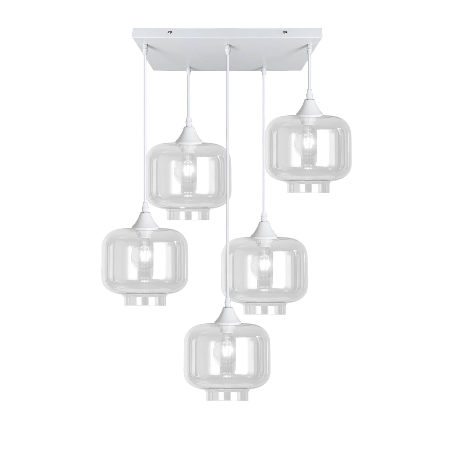 Murano 5 Light Pendant Round Shades