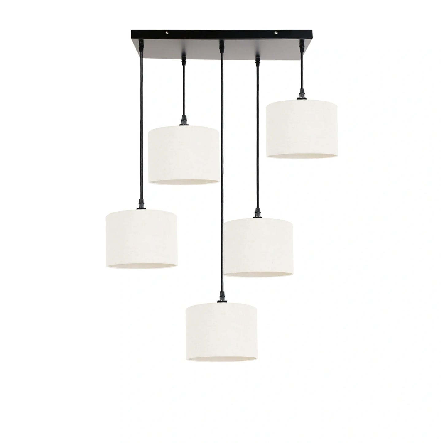 Murano 5 Light Pendant with hand made fabric Shades