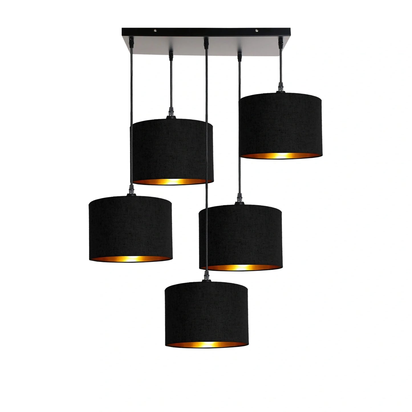 Murano 5 Light Pendant With Hand Made fabric Shades