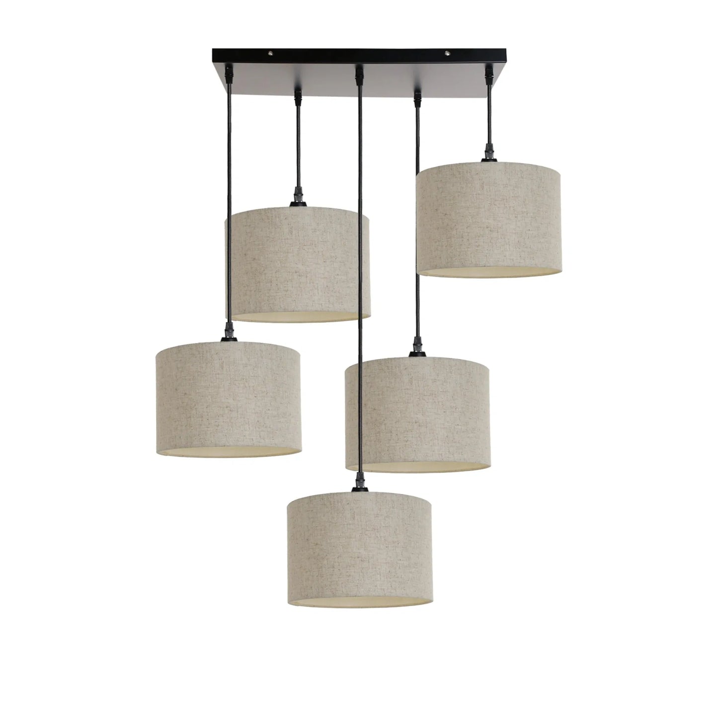 Murano 5 Light Pendant With Hand Made fabric Shades