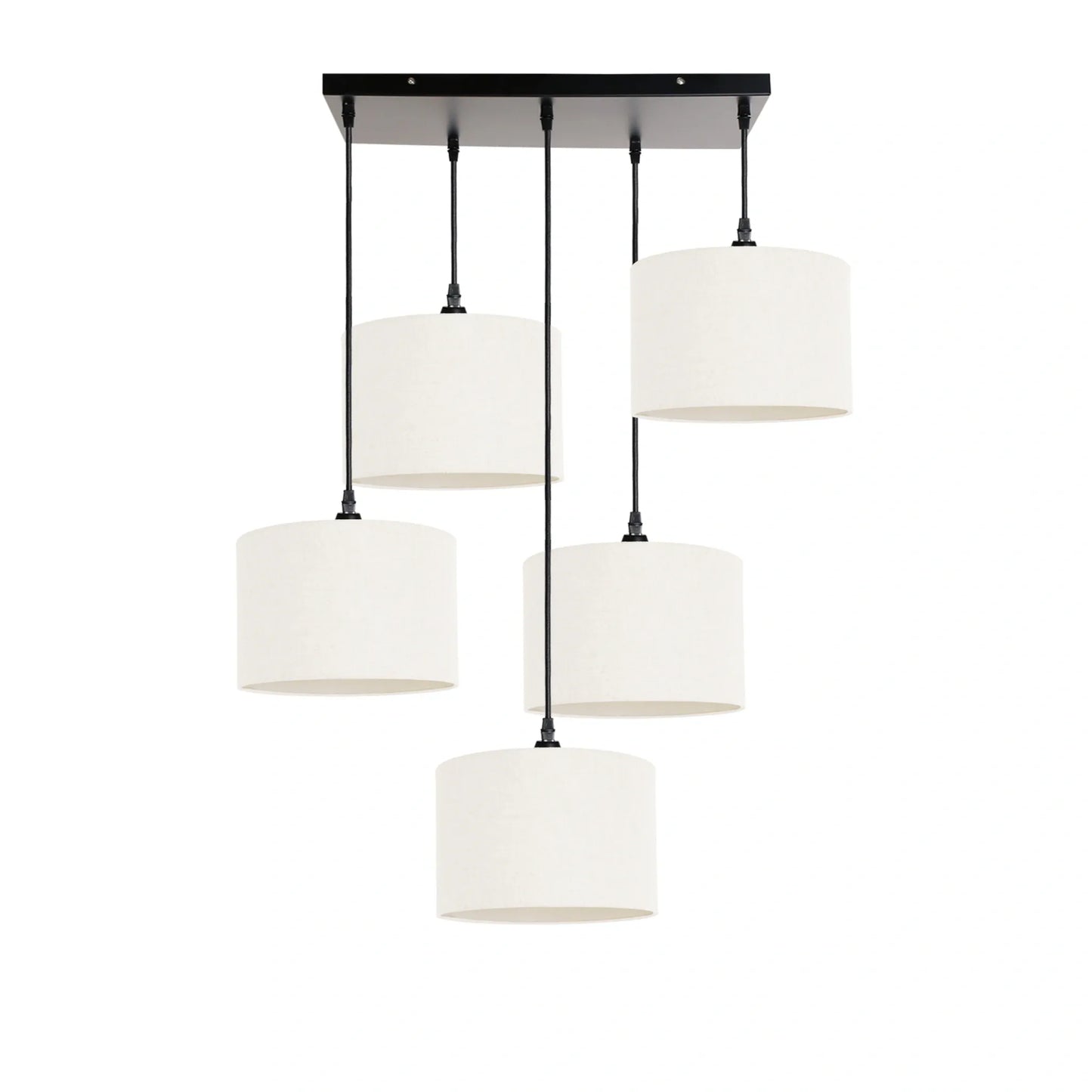 Murano 5 Light Pendant With Hand Made fabric Shades