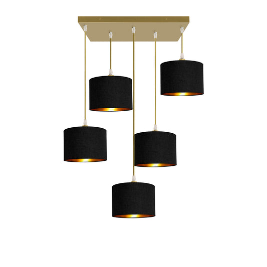 Murano 5 Light Pendant with hand made fabric Shades