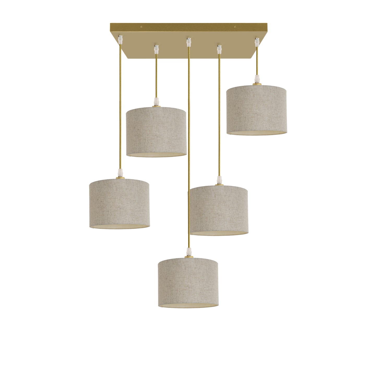 Murano 5 Light Pendant with hand made fabric Shades