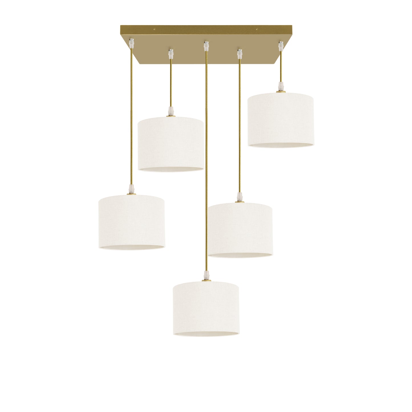 Murano 5 Light Pendant with hand made fabric Shades