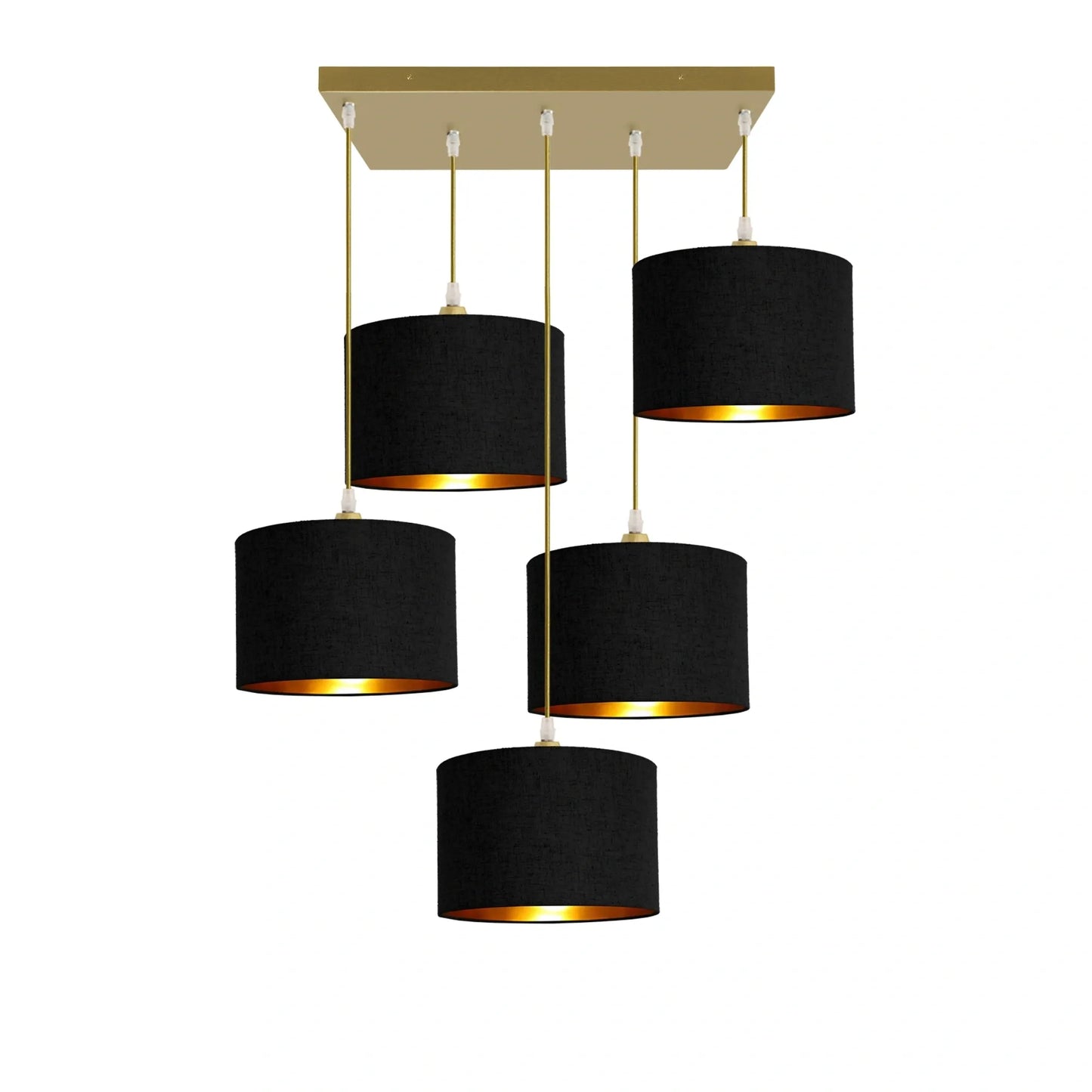 Murano 5 Light with woven hand made Fabric Shades