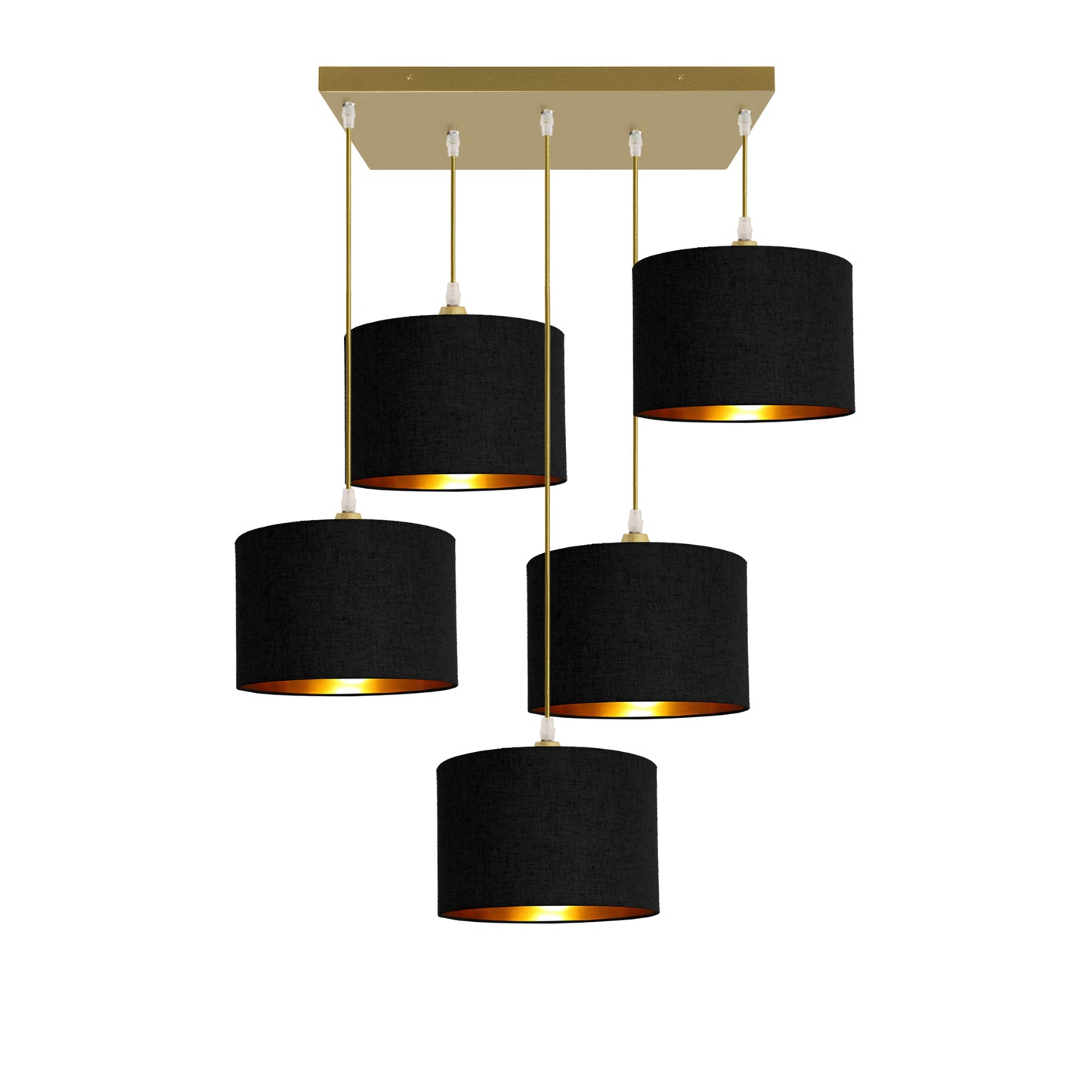 Murano 5 Light Pendant With Hand Made fabric Shades
