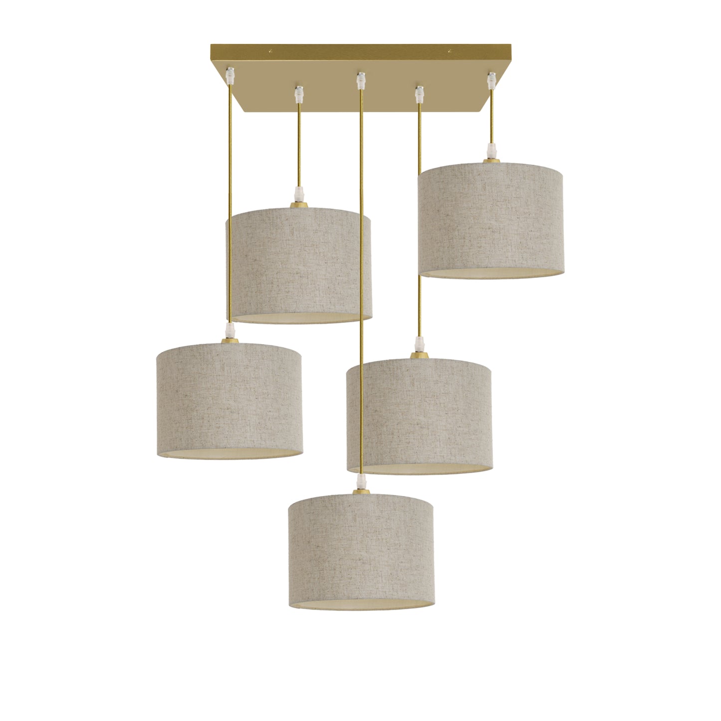 Murano 5 Light Pendant With Hand Made fabric Shades