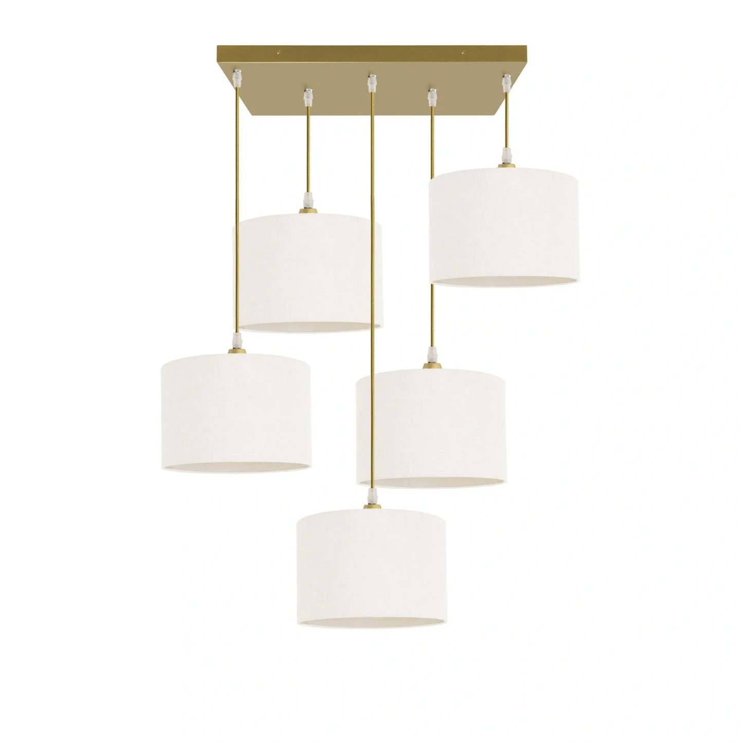 Murano 5 Light with woven hand made Fabric Shades