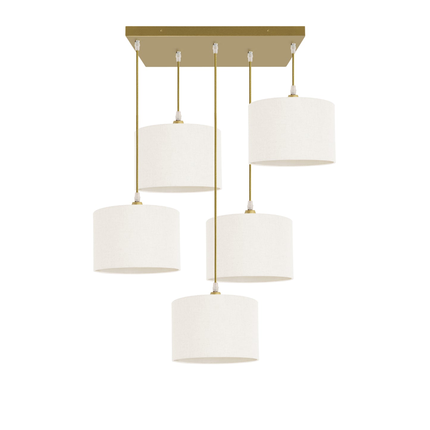 Murano 5 Light Pendant With Hand Made fabric Shades