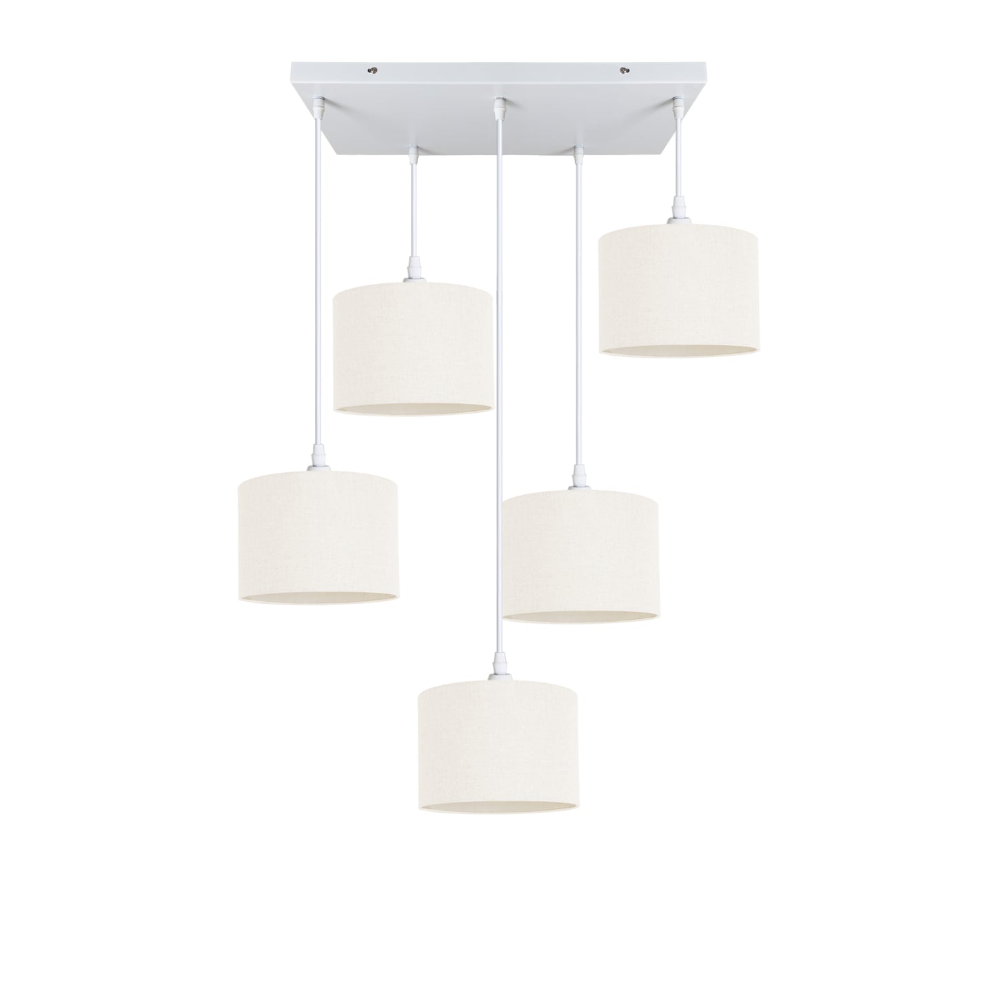 Murano 5 Light Pendant with hand made fabric Shades