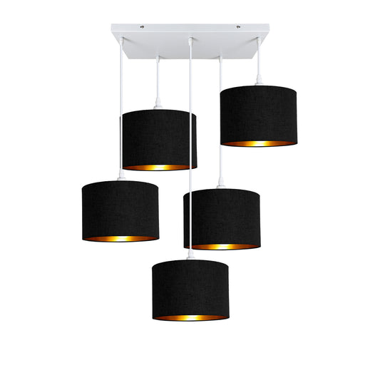 Murano 5 Light Pendant With Hand Made fabric Shades