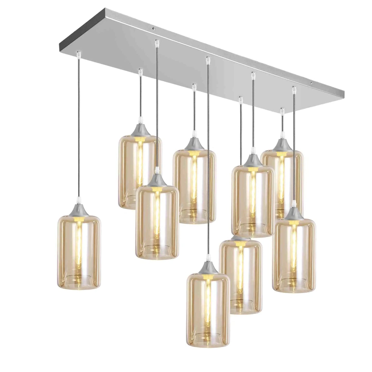 Murano 9 Light Silver Pendant with Cylinder Shades