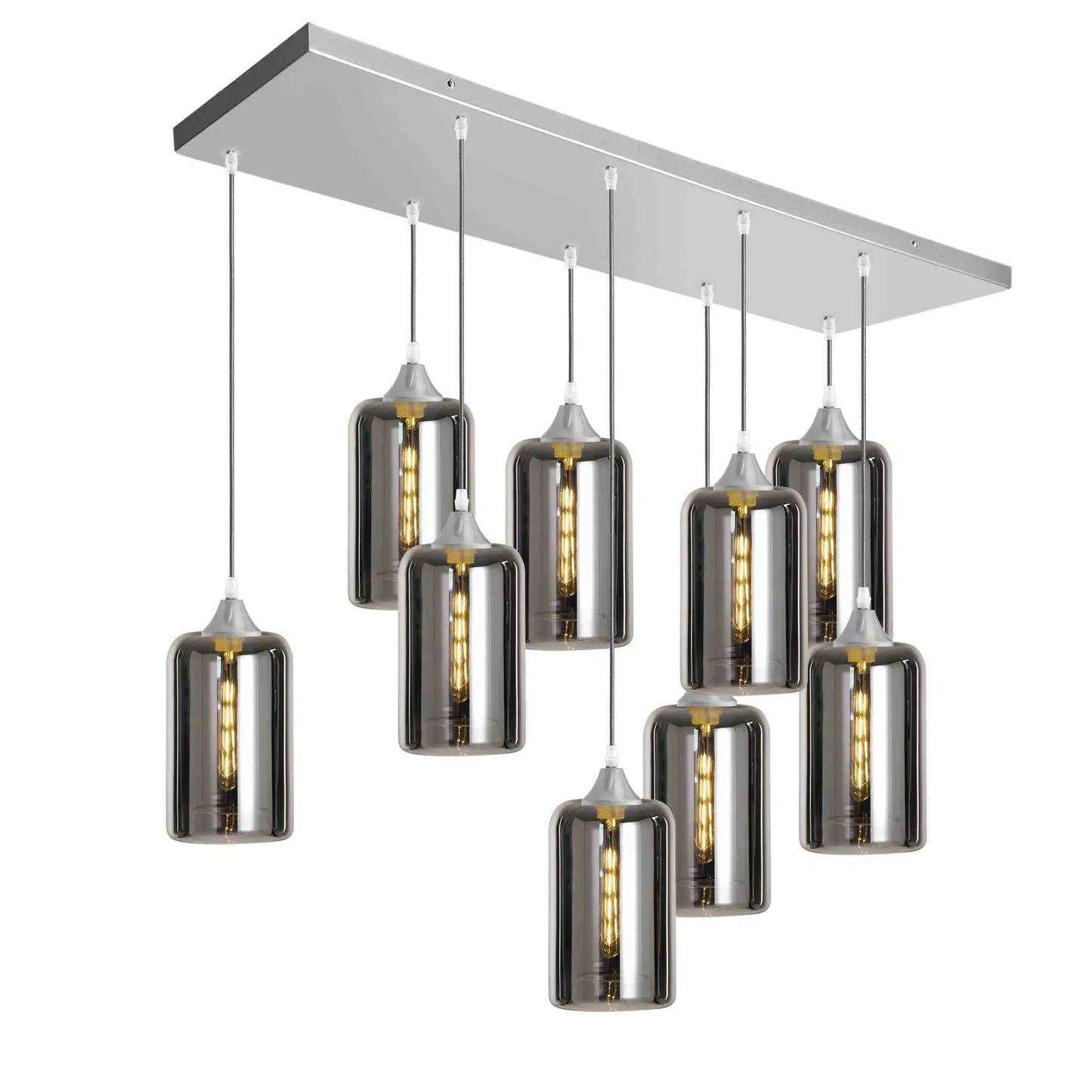 Murano 9 Light Silver Pendant with Cylinder Shades
