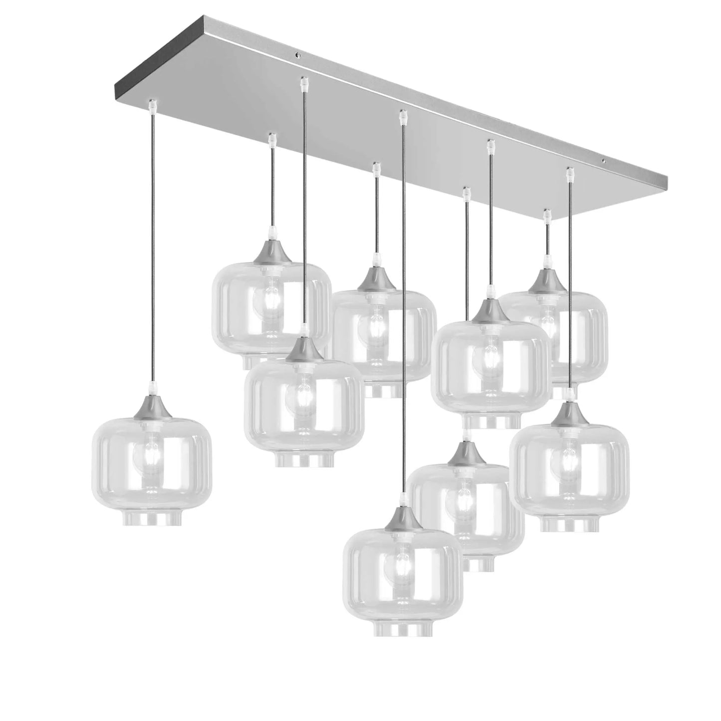 Murano 9 Light Silver Pendant Round Shades