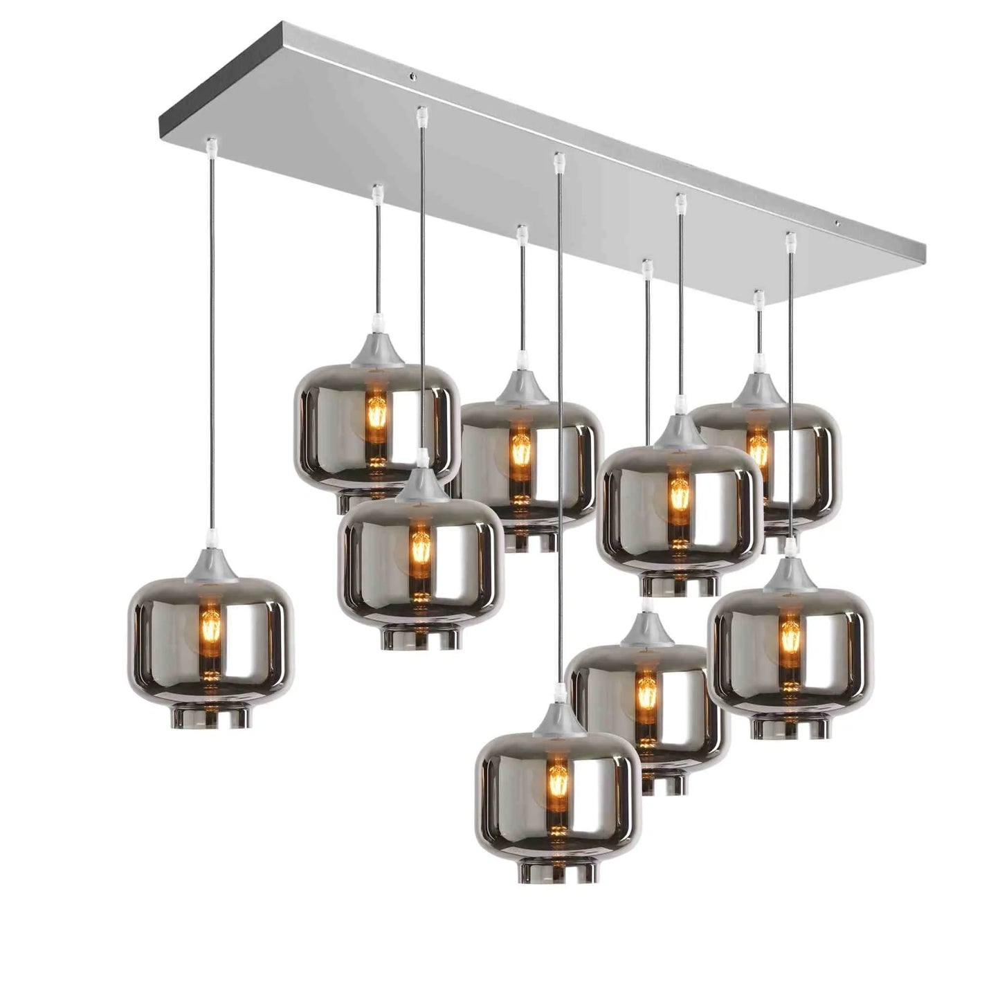 Murano 9 Light Silver Pendant Round Shades
