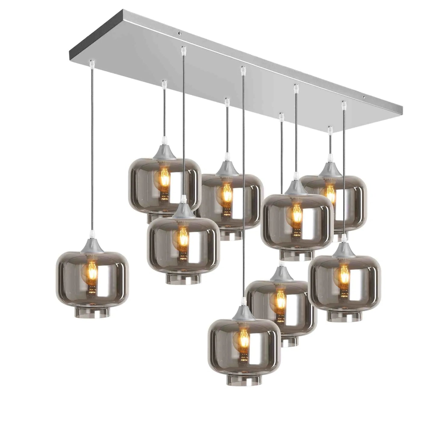 Murano 9 Light Silver Pendant Round Shades
