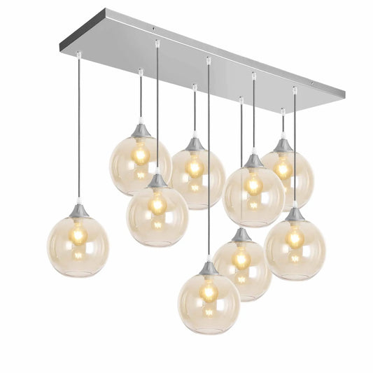 Murano 9 Light Silver Pendant Globe Shades