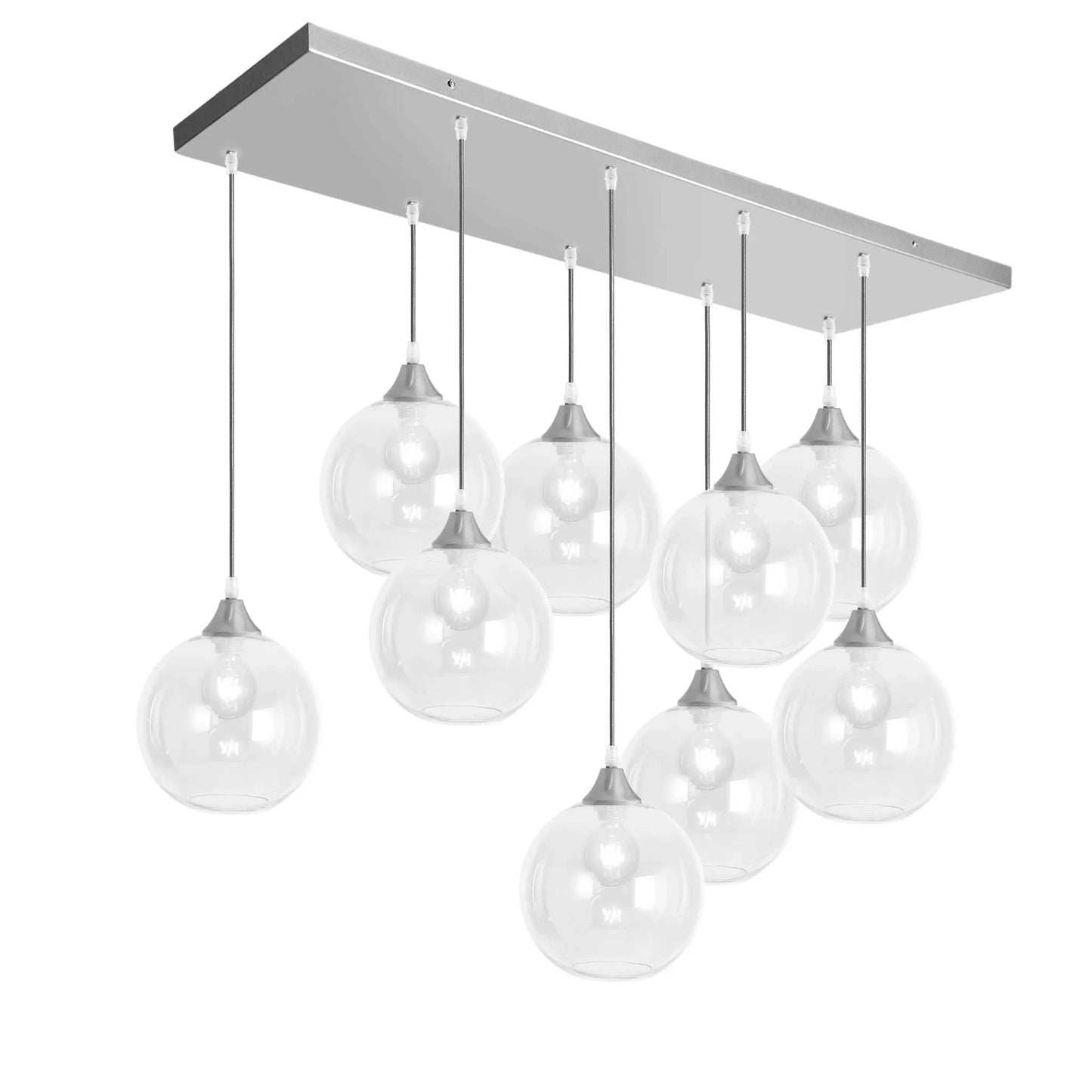 Murano 9 Light Silver Pendant Globe Shades