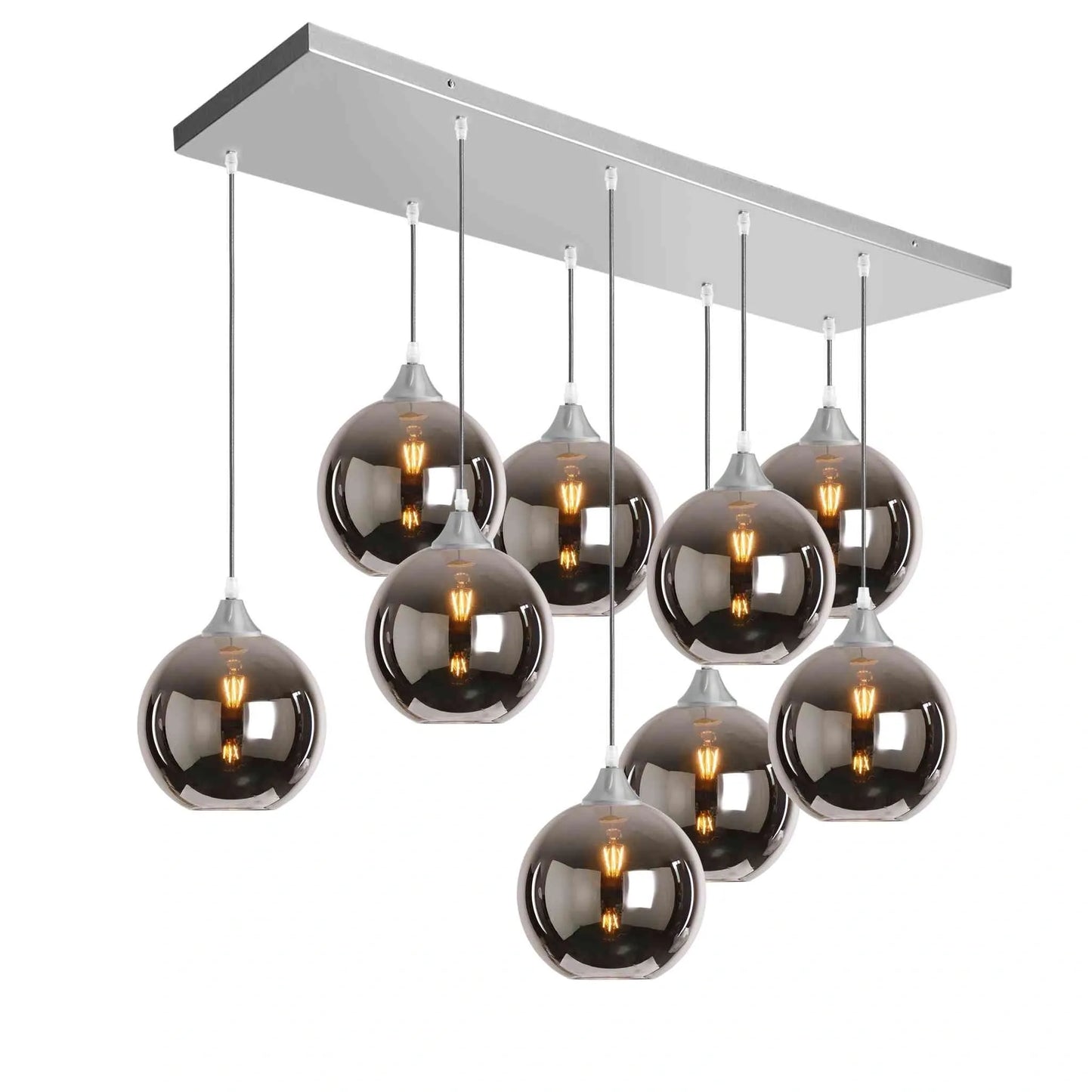 Murano 9 Light Silver Pendant Globe Shades