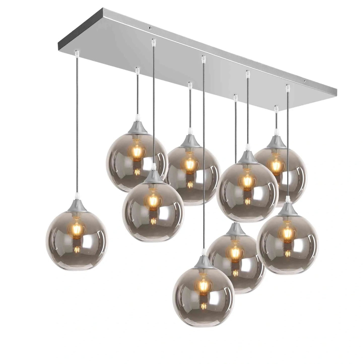 Murano 9 Light Silver Pendant Globe Shades