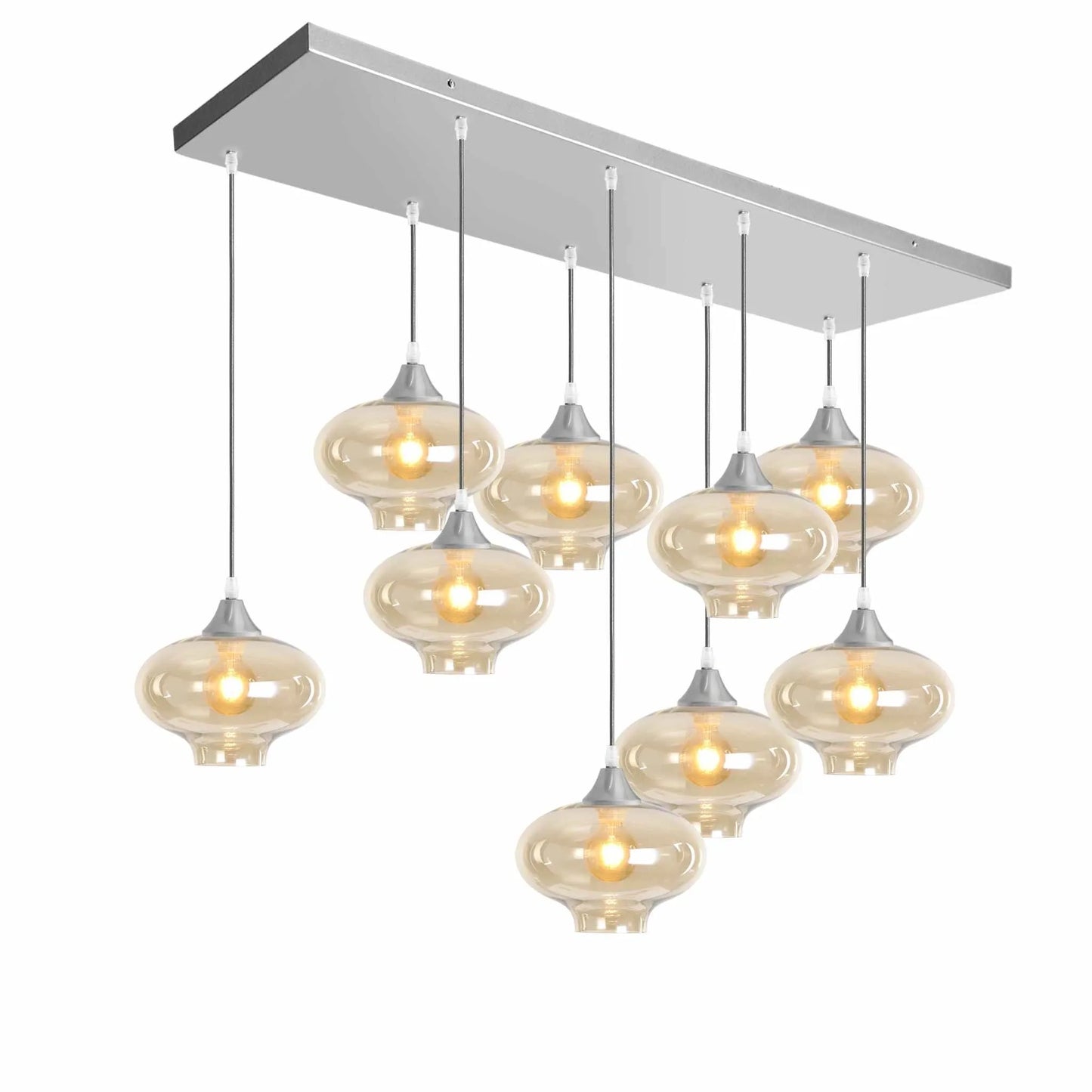 Murano 9 Light Silver Pendant Teardrop Shades